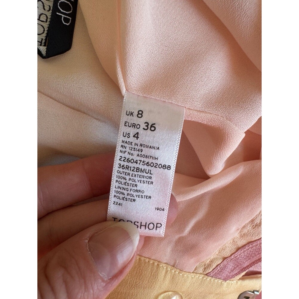 Topshop 2-Piece Ombre Pink/Yellow Chiffon Set Blazer Shorts Button US 2 - Picture 6 of 12